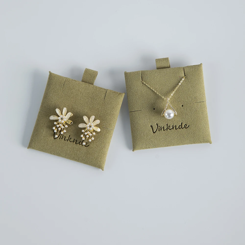 100pcs/lot Paper Microfiber Display Hold Cards Earrings Necklaces Storage  Custom Logo DIY Jewelry Package Card Wedding Favor