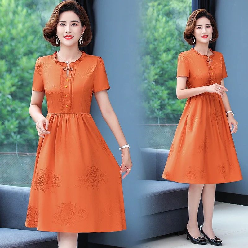 

Vintage Buckle print Mulberry Silk Dresses Summer Casual Dress Elegant Women Bodycon Party Vestidos