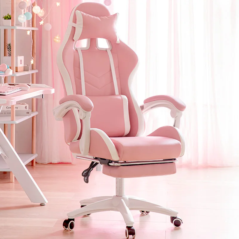 

Adjustable Height Pink Girl Computer Chairs Fashion Comfort Rest Gaming Chair Student Learning Home Anchor Live Game Chairs