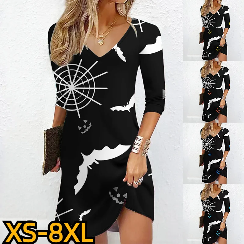 

2023 повседневная юбка до колен, юбка миди на Хэллоуин, платье с V-образным вырезом, осенняя женская сексуальная юбка, зимняя модная юбка с длинным рукавом