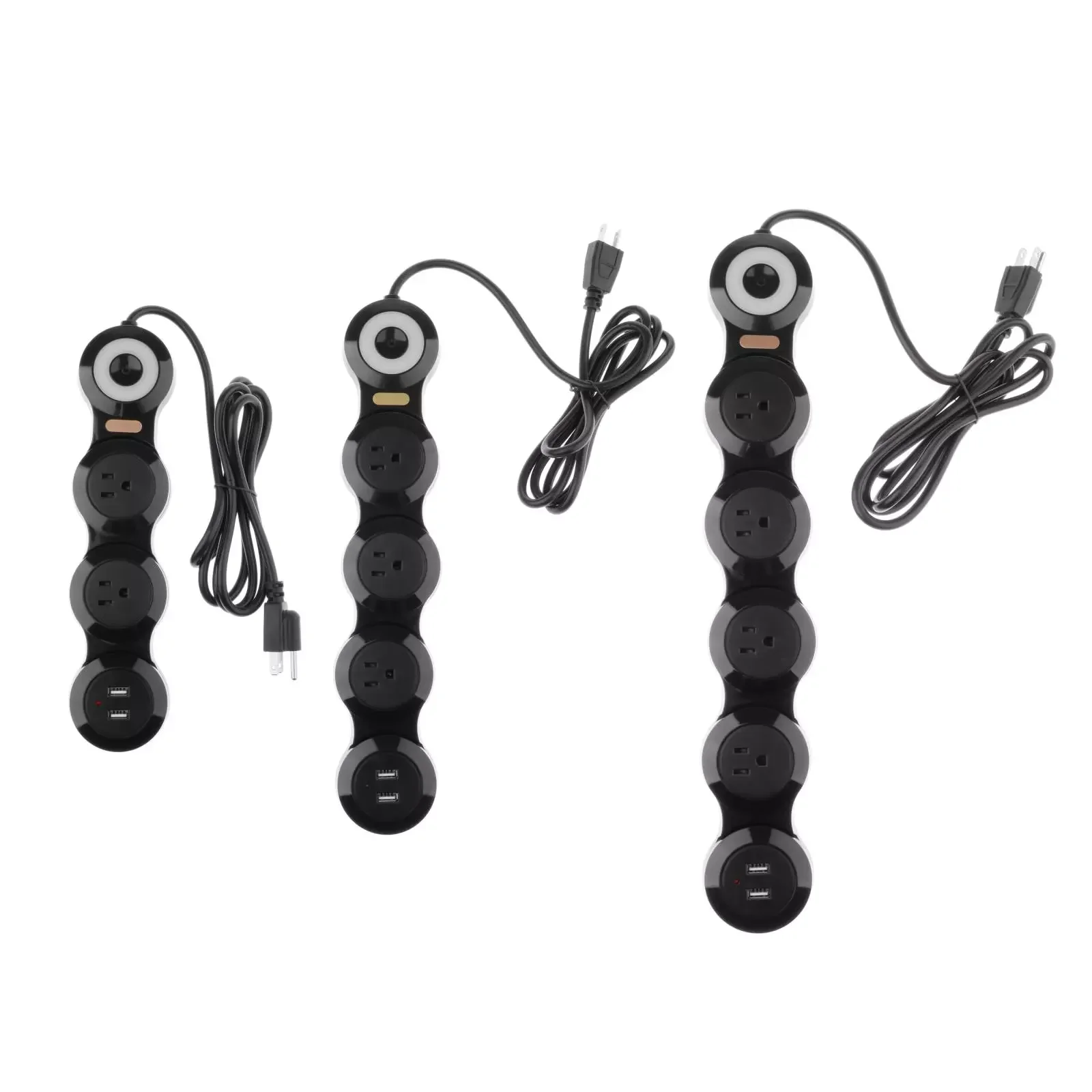 

2023New Flexible Power Strip With Surge Protector with 2 USB Ports Black 5 Outlets