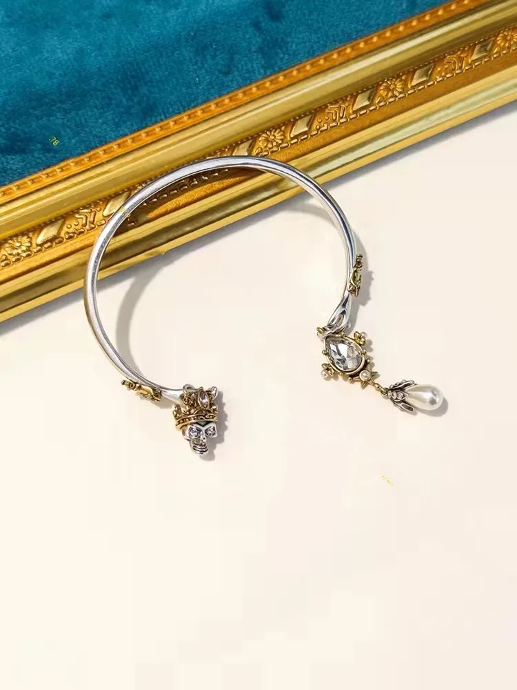 

Европейская и американская индивидуальность, огромный Открытый браслет с черепом из бриллиантов