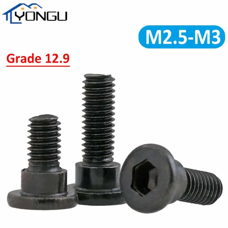 

M2.5 M3 Grade 12.9 Steel Black Hexagon Hex Socket Stepped Shoulder Screw Small Plug Model Positioning Step Plate Screws Bolt