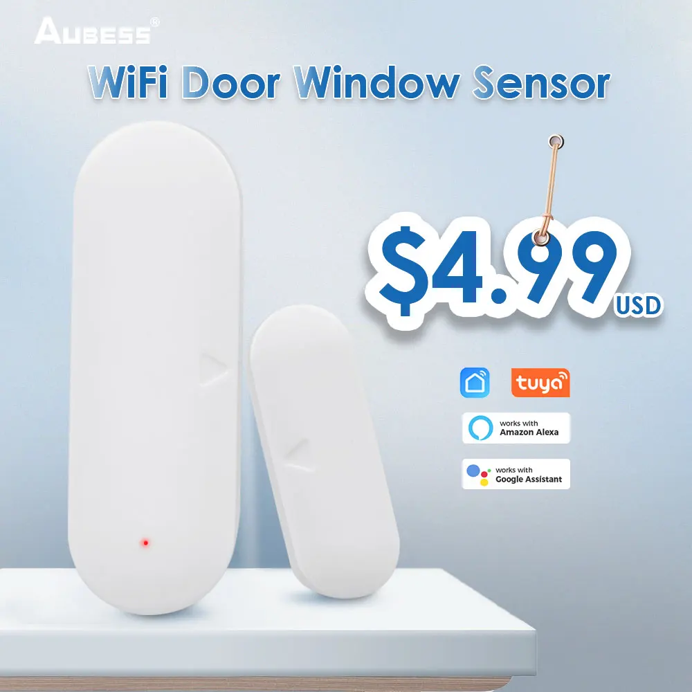

Tuya умный Wifi датчик для двери, детектор домашней безопасности, сигнализация, умный жизнь, приложение, управление, датчик двери, поддержка Alexa ...