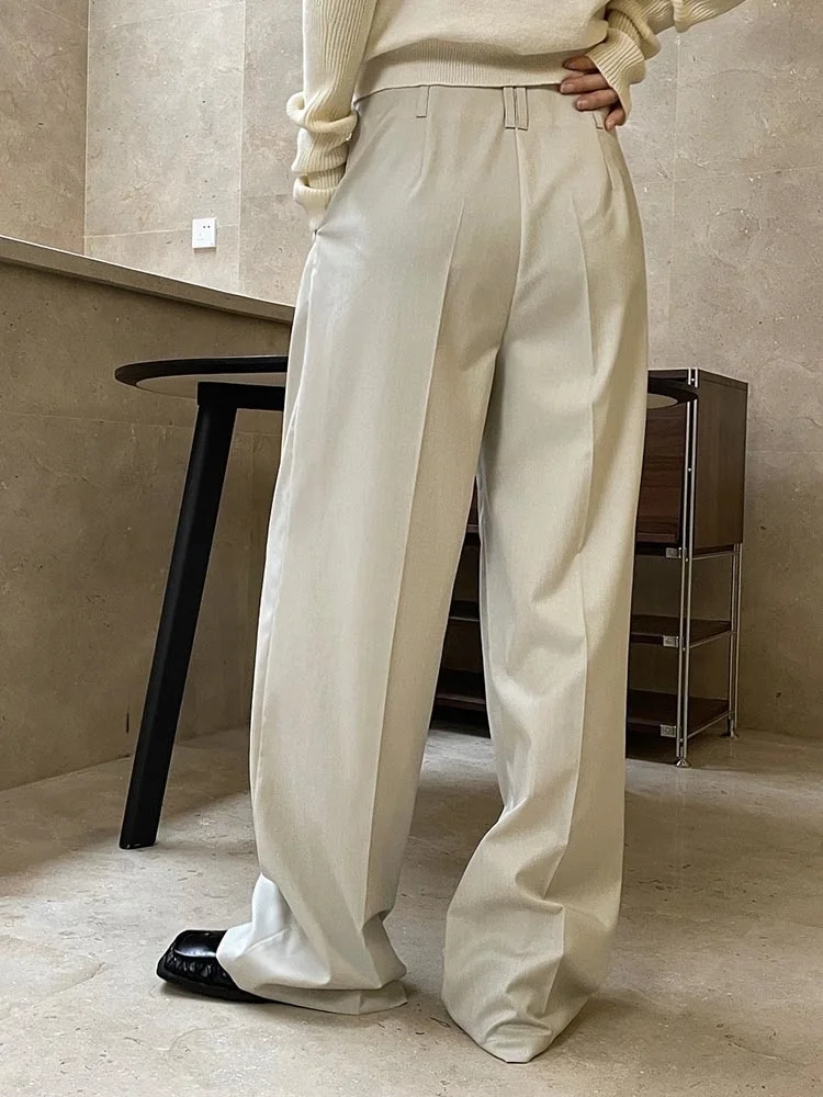 Женские Асимметричные прямые брюки [LANMREM] свободные офисные с высокой талией и