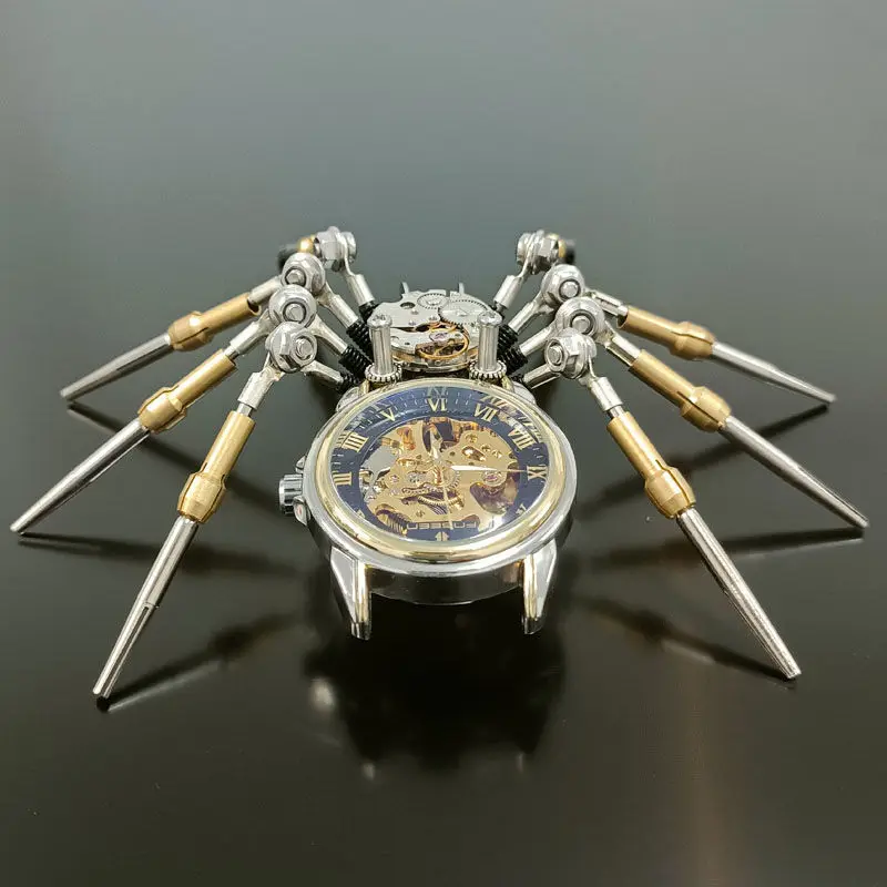

Mechanical spider static model mechanical hollow watch mechanical clock high-end jewelry metal toy finished desktop decoration