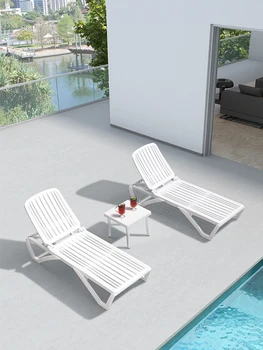 Swimming pool reclining chair outdoor leisure table and chair reclining bed holiday beach bed creative net red lazy furniture ou