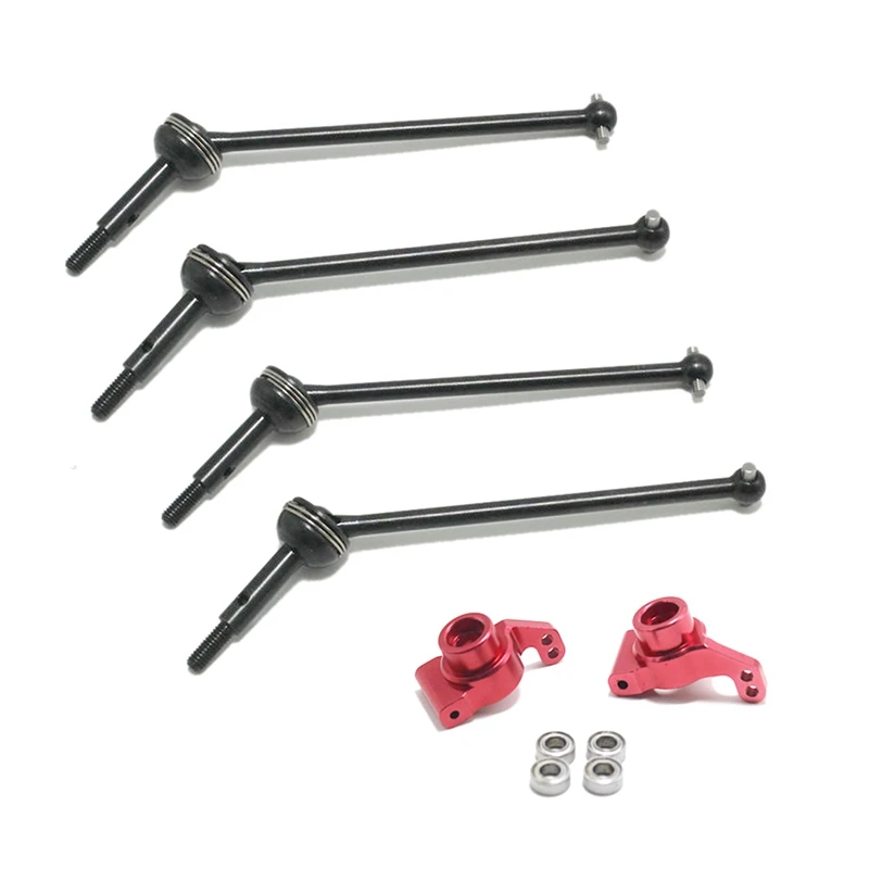 

2PCS Rear Wheel Seat Rear Hub Carrier Stub Axle Carrier With Bearing For Wltoys 144001 1/14 Red & 4Pcs CVD Drive Shaft