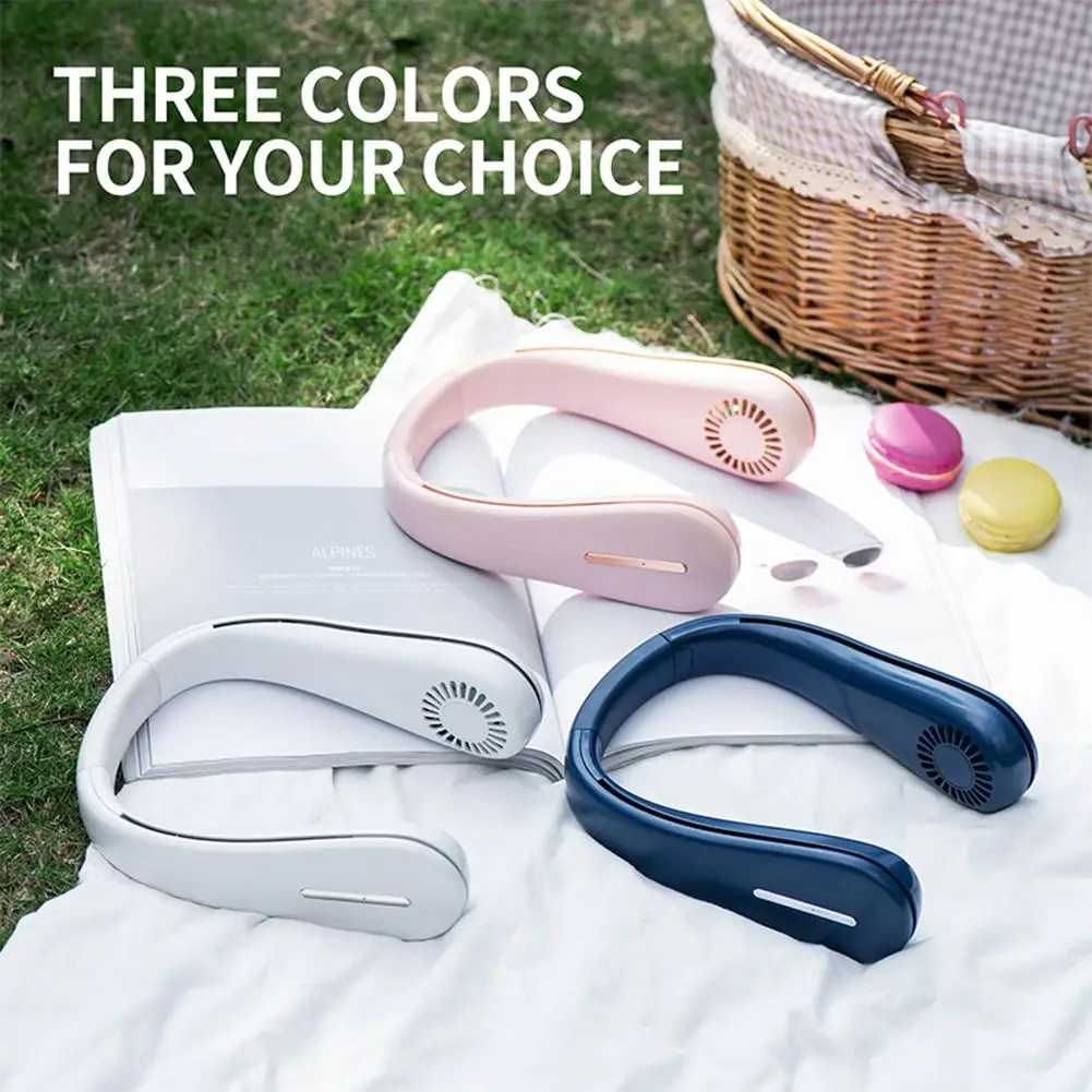 

Usb Rechargeable Mini Fan Outdoor Sports Portable Leafless Hanging Neck Fan Adjustable Wind Cooling Ventilator