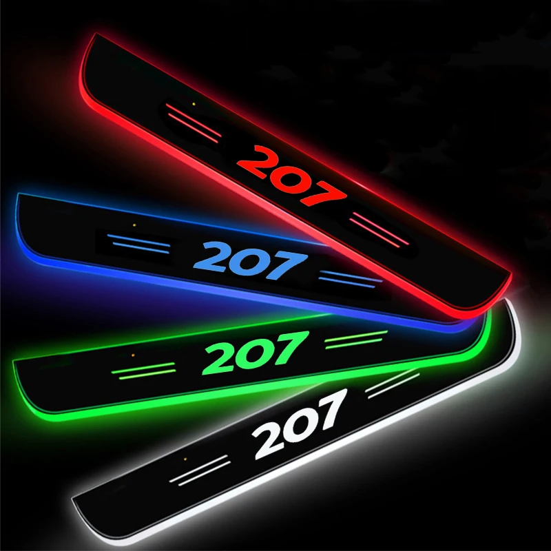 Блестящий светильник для Peugeot 207 автомобильный порог передней и задней двери