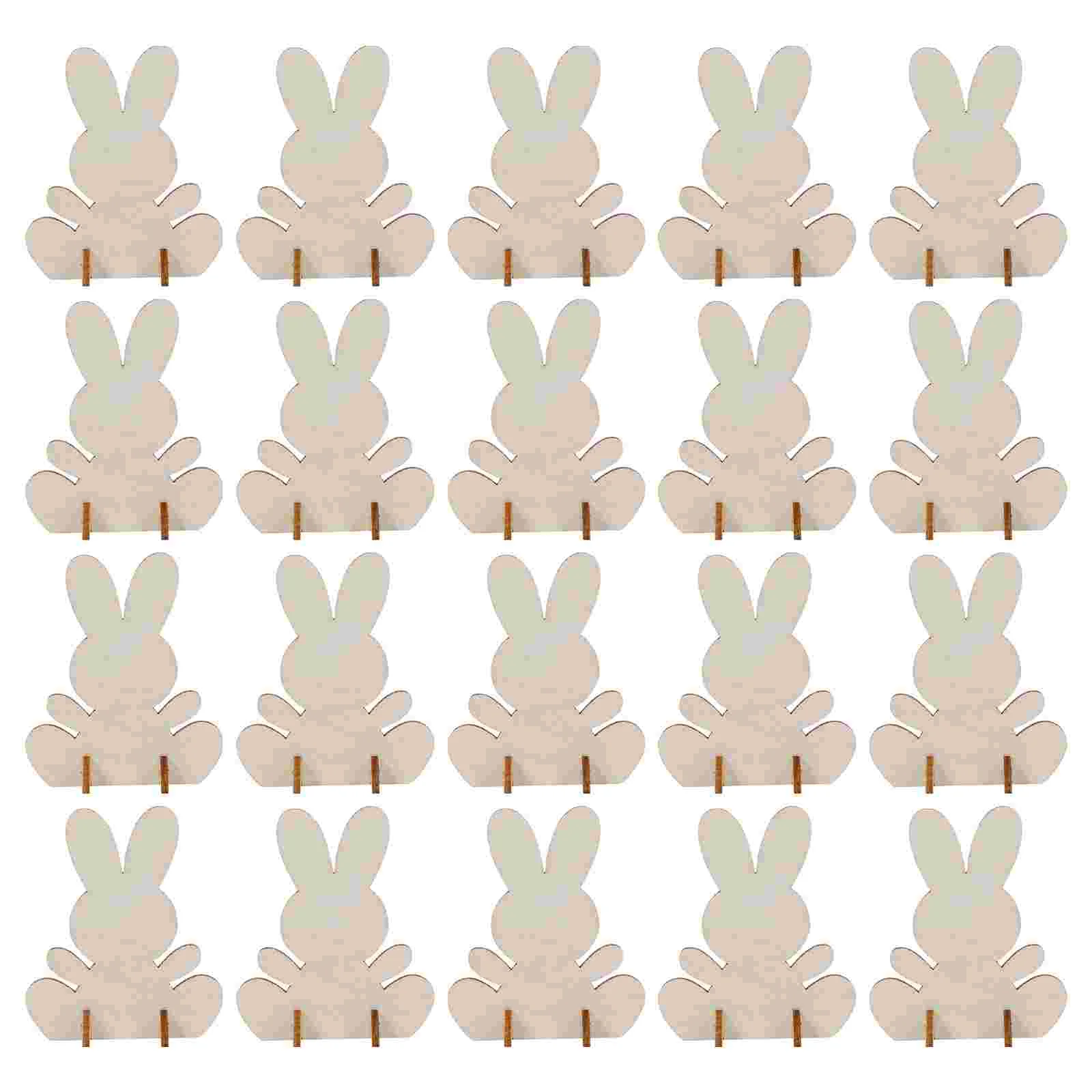 

20 Pcs Woodsy Decor 3D Bunny Rabbit Action Figures Decoration Home Garden Bird Statue Easter Crafts Spring Ornaments Wooden