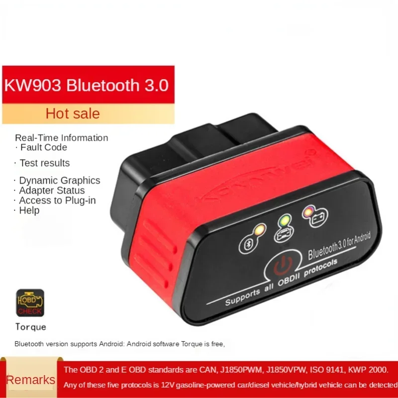 Фото Можно разрешить KONNWEI KW903 ELM327 V1.5 Bluetooth OBD Детектор инструментов для диагностики неисправностей автомобиля №1