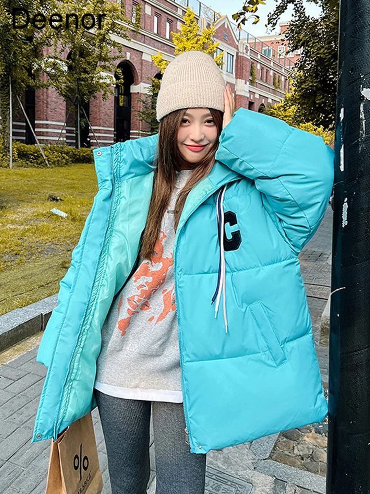 2022 New Autumn Winter Loose Jacket Hooded Coat Women Overcoat Solid Cotton-padded Clothes Female Parka Outerwear