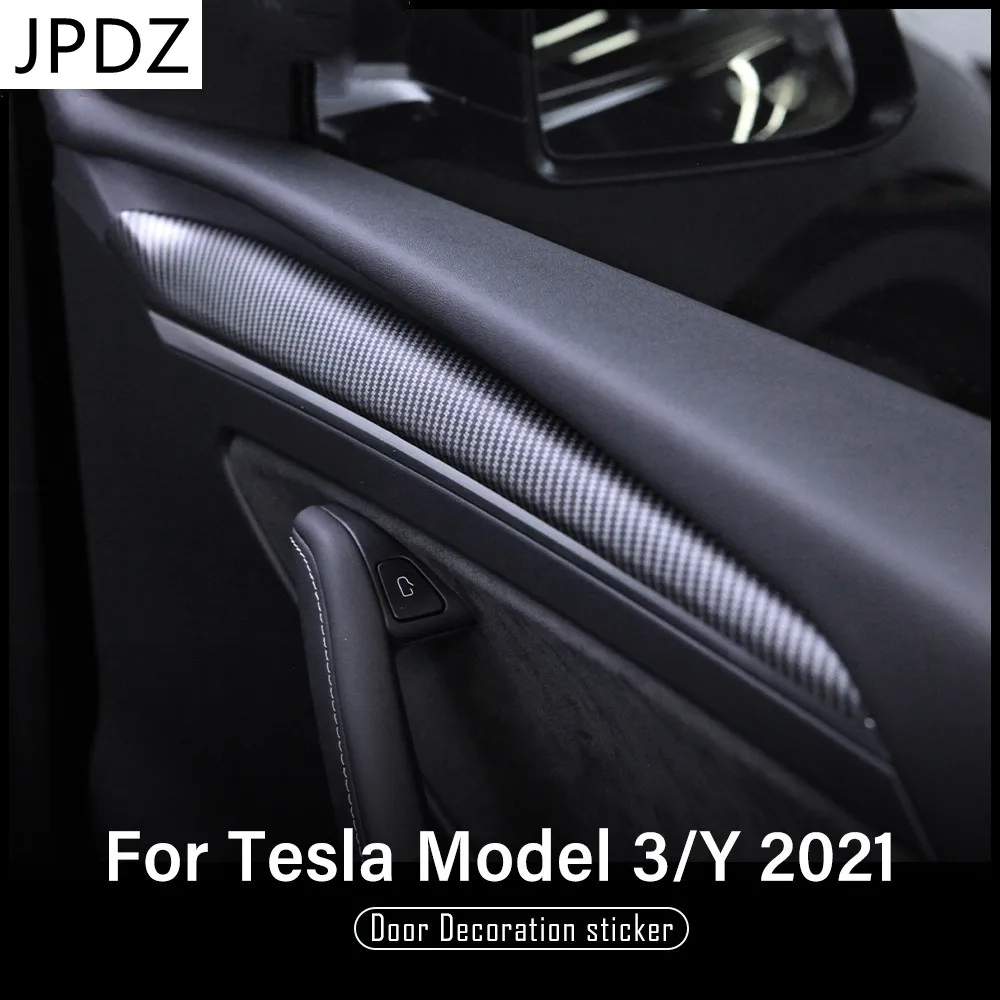 

For Tesla Model 3 2021 Accessories New Car Door Decoration Sticker Matte Carbon Fiber ABS Model Y Model3 Model Three