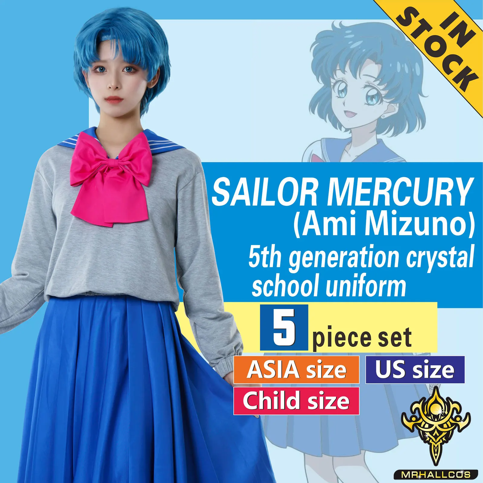 MRHALLCOS аниме косплей Сейлор Мун ртуть Ami Mizuno Кристалл школьная форма комплект костюм Хэллоуин JK вечерние дети взрослые женщины