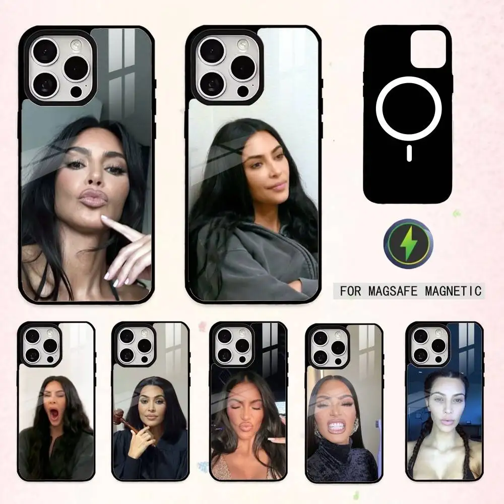 Фото Чехол для телефона K-Kim Kardashian M-Memes для iPhone 17, 16, 15, 14, 13, 12, 11 Plus, Pro Max, магнитный, для беспроводной зарядки Magsafe №1