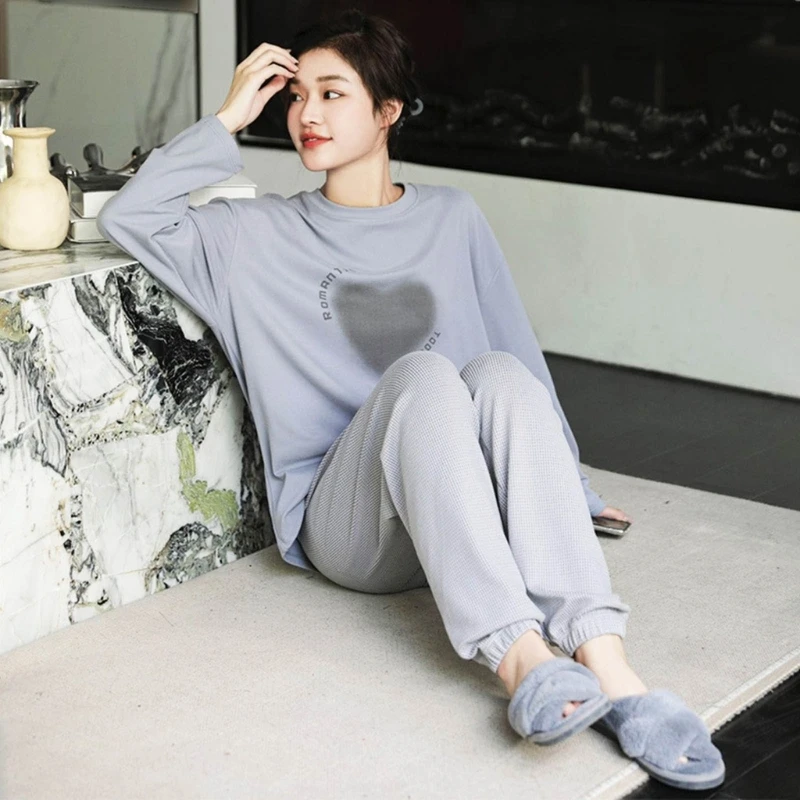 

Пижамный комплект, женская одежда для сна с длинными рукавами и длинными брюками, мягкая домашняя одежда, пижамный комплект