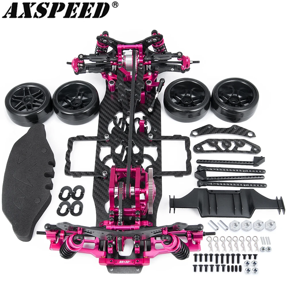 Комплект шасси из сплава и карбоновой рамы AXSPEED с 4 колесами для 1/10 Sakura D4 AWD 4WD RC Drift