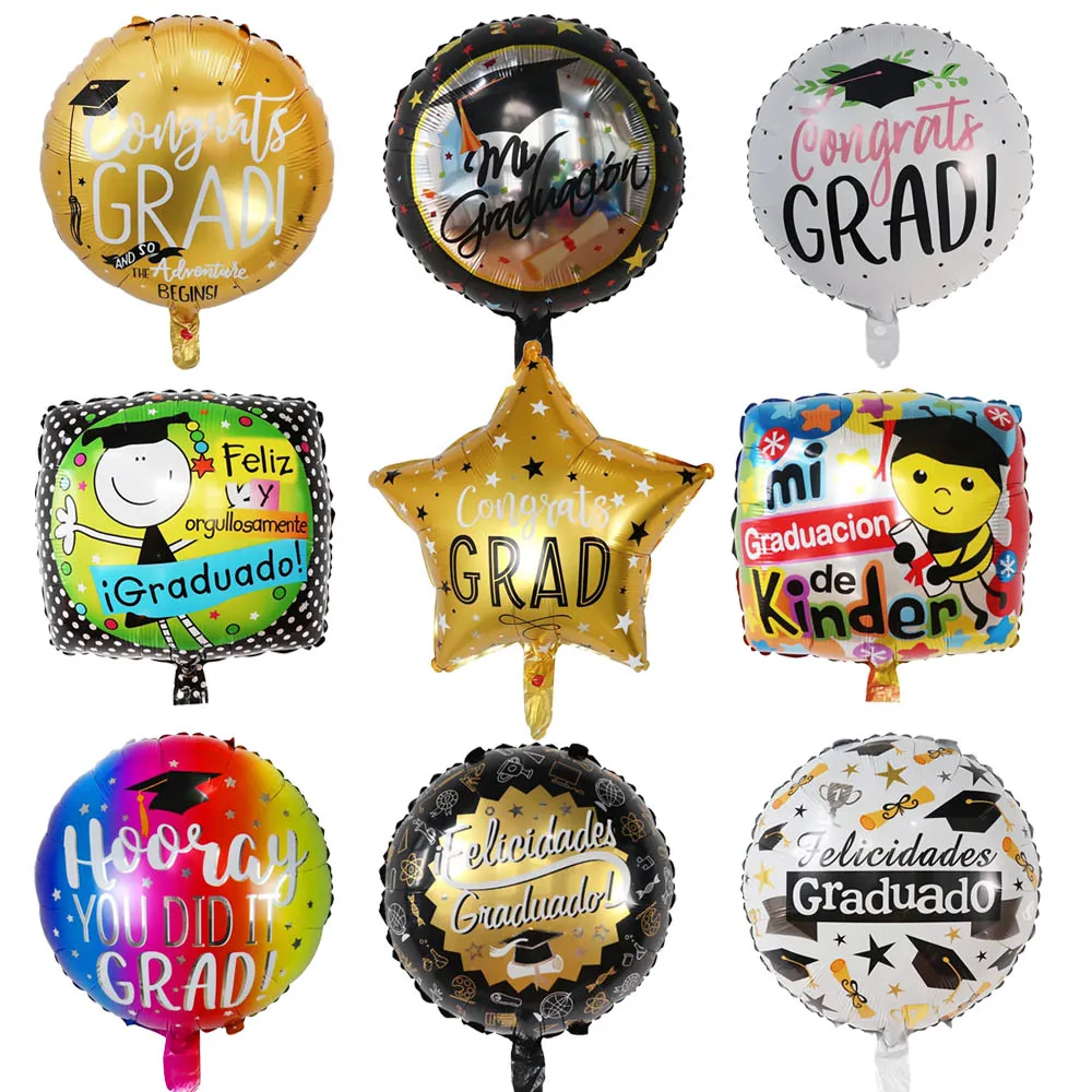 10pcs 18inch Congrats Grad Helium Balloons Back To School Graduation Foil Balloon Birthday Party Decoration Globos Supplies