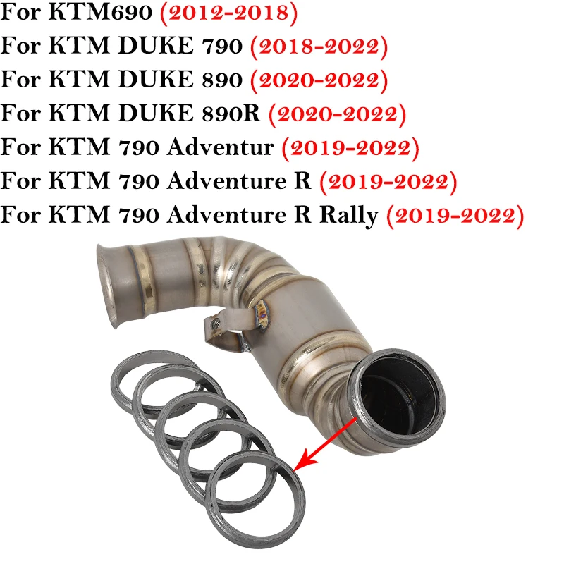 For DUKE KTM 690 790 890 Adventur R Rally Link Pipe Motorcycle Exhaust Escape Original Gasket Eliminator Enhanced Crush Pipe
