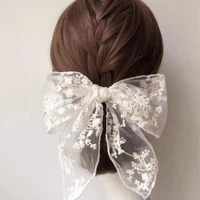 big lace bowknot hair clip fairy white gauze knots barrettes women headdress ornaments 2021 newest ribbon hair accessories