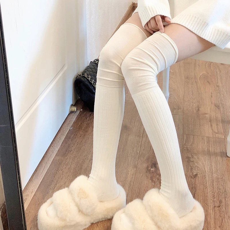 

Over The Knee Piling Socks Stretchy Cozy Casual Student Warm Stockings All-match Fashion High Stockings Splice Thigh Socks