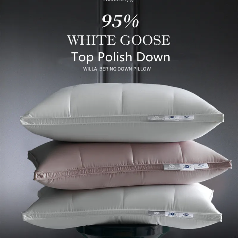 

120s high-density cotton super comfortable Poland antibacterial 95 white goose down goose down pillow single couple pillow
