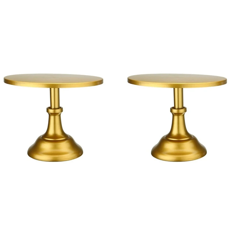 

2X Metal Iron Cake Stand Round Pedestal Dessert Holder Cupcake Display Rack Tray For Birthday Wedding Party (Gold)