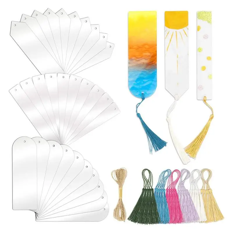 

Transparent Acrylic Book Marks Book Page Holder 30 Pieces Flower Acrylic Bookmarks Vintage Book Mark Style Mini-Book Mark Tassel