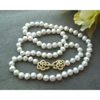hand knotted natural 8 9mm white freshwater pearl nelace sweater chain long 82cm fashion jewelry