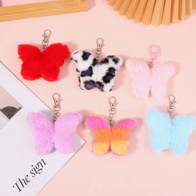 

Cute Butterfly Plush Key Chain Pendant Soft Doll Toy Key Ring Backpack Car Charms Decoration Bag Accessories