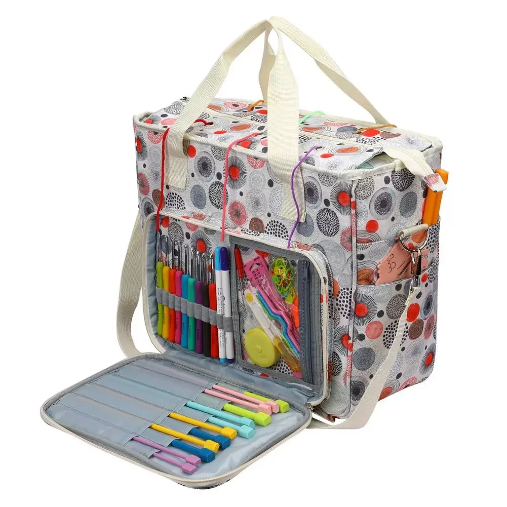 

Knitting Storage Bag Yarn Wool Storage Bag For Crochet Hook Knitting Needles Yarn Bag Large Capacity Knitting Tools Storage Bag