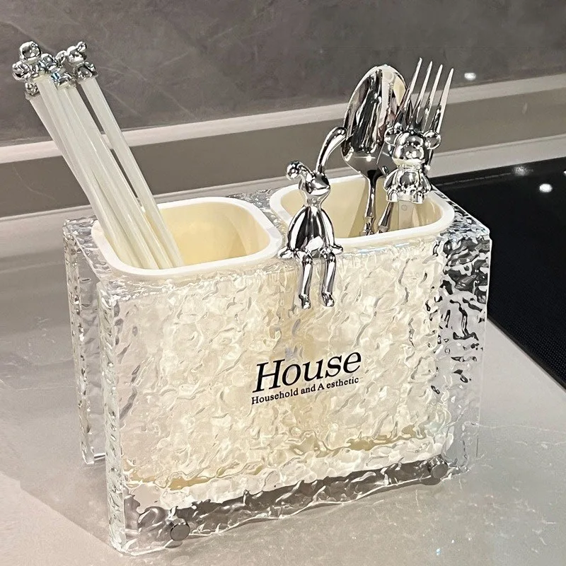 

Cutlery Knife Fork Drain Racks Chopstick Spoon Storage Holders Multifunctional Double Layer Drain Chopsticks Cage Kitchen Tools