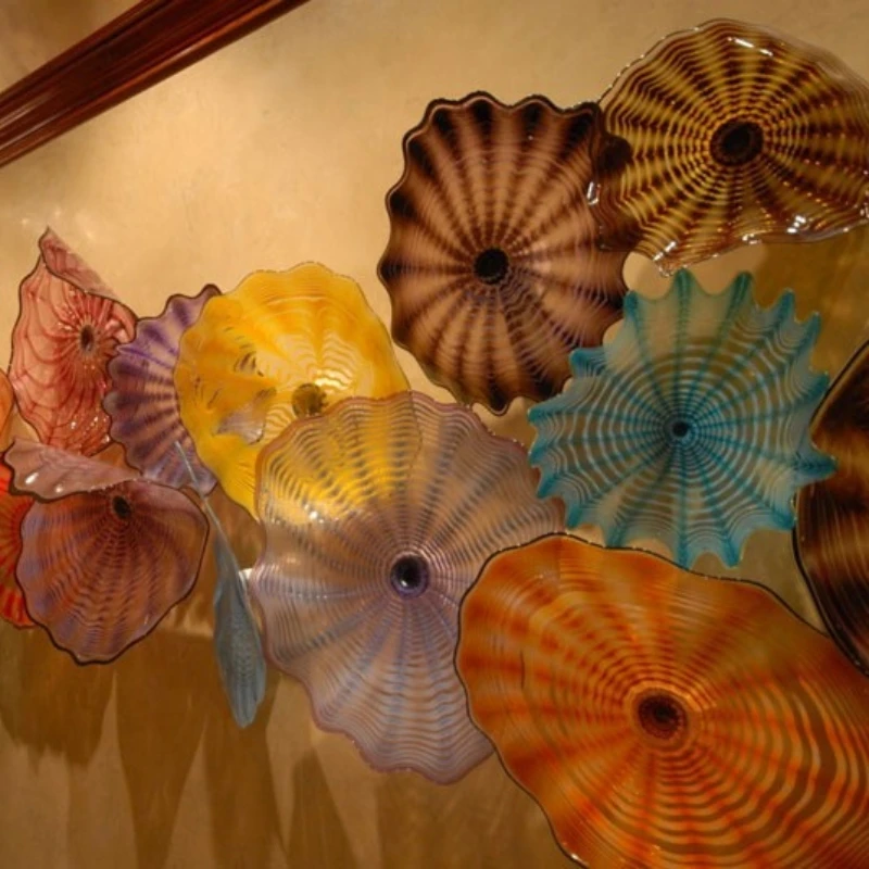 

Flower Plate Lamp Wall Interior Hotel Indoor 100% Hand Blown Glass Wall Light Fixtures