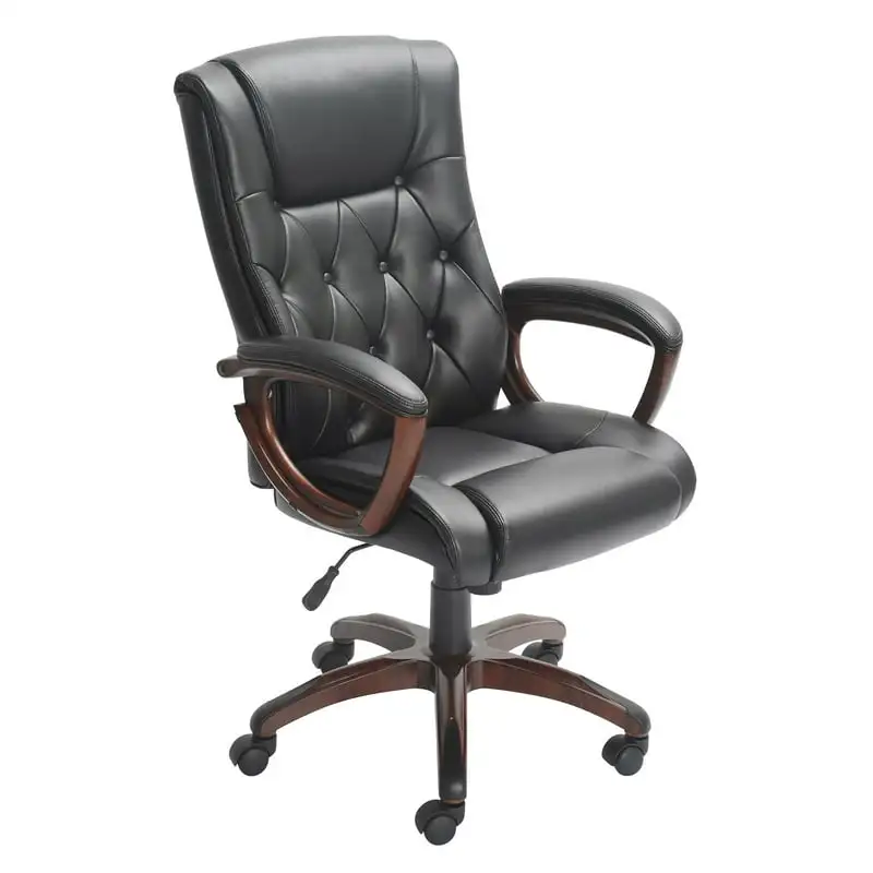 

Gardens Executive, Mid-Back Manager's Office Chair with Arms, Black Bonded Leather