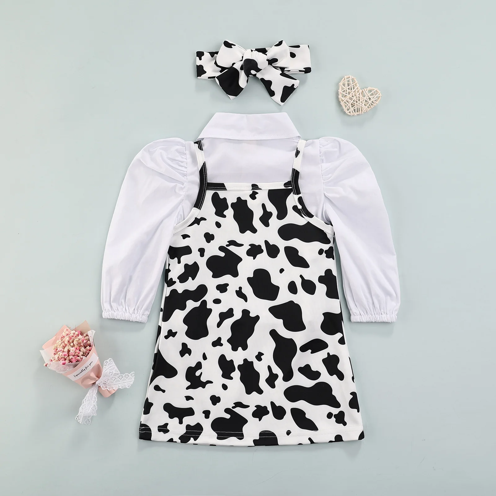 Повседневное платье-рубашка для маленьких девочек комплект одежды блузка с