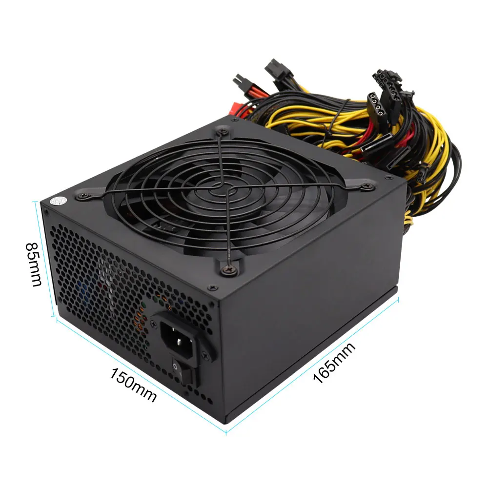 

2600w Mining Power Supply 95% High Efficiency PSU Support 8 Graphics Cards GPU For ETH DOT BTC Bitcoin Miner Rig
