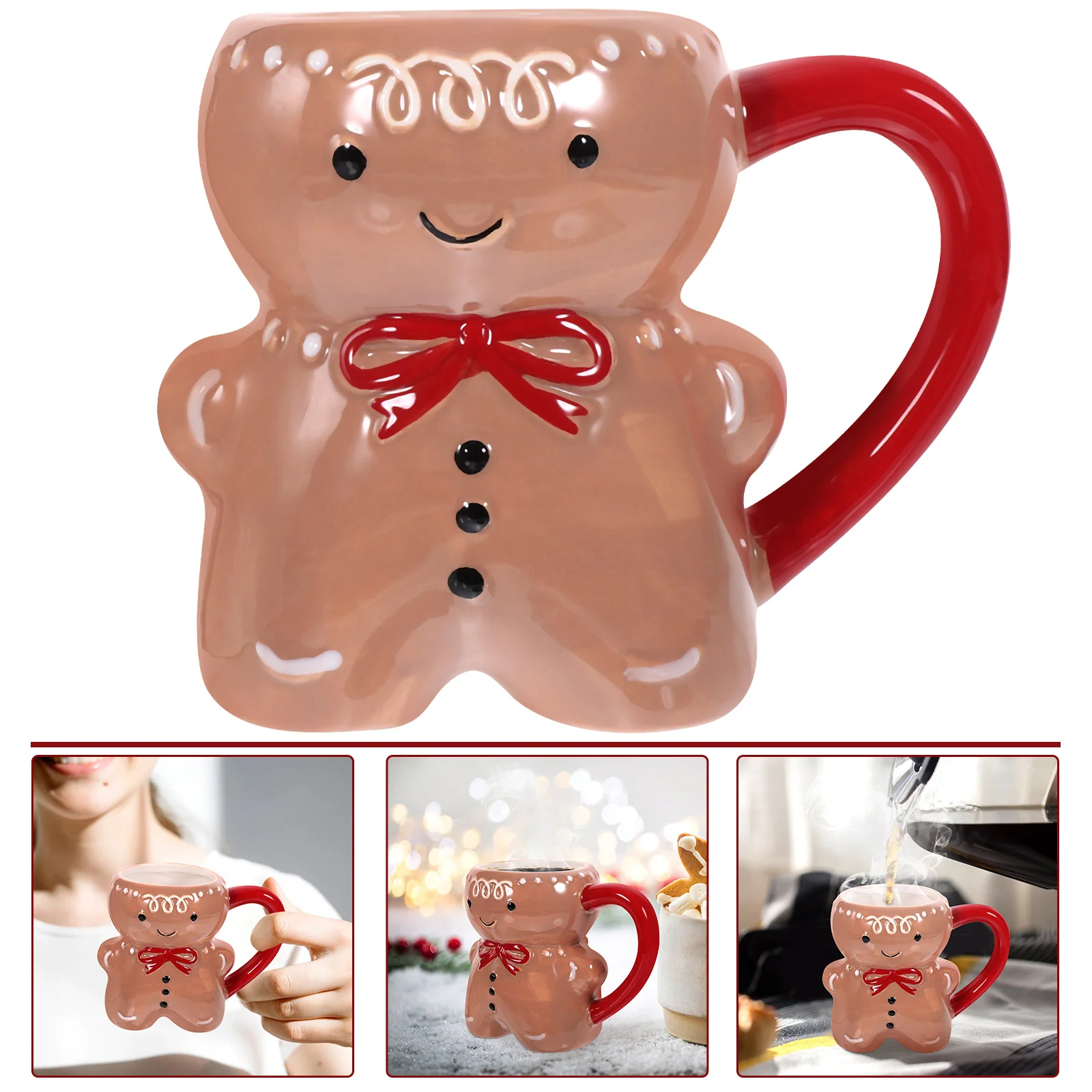 

Ceramic Gingerbread Man Mug Christmas Coffee Mug Milk Cup Drinking Mug Drinkware Xmas New Year Party Favor
