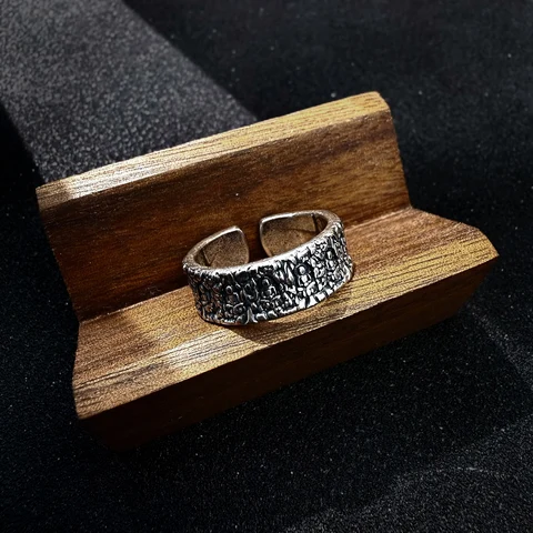 Открытое регулируемое кольцо из серебренной меди LENNIK