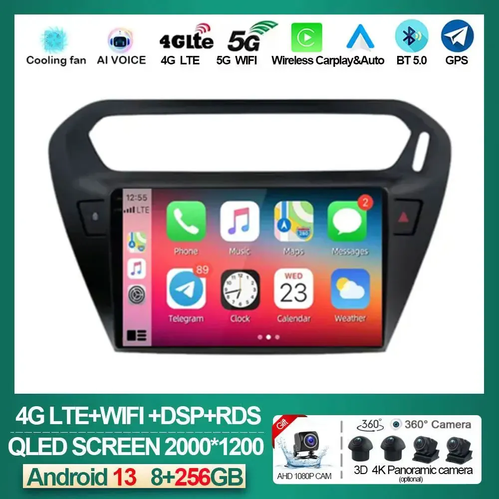 Автомагнитола на Android 13 для Peugeot 301 Citroen Elysee 2013-2018 автомобильное радио