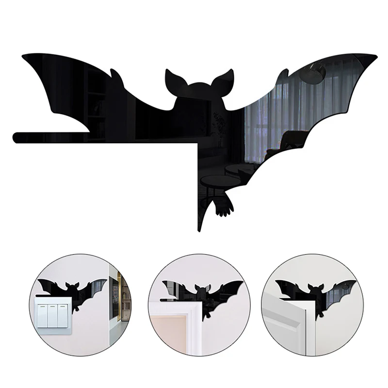 

Акриловые зеркальные наклейки на Хэллоуин, украшения для Хэллоуина, зеркальные наклейки для дома, страшные черные тематические наклейки «с...