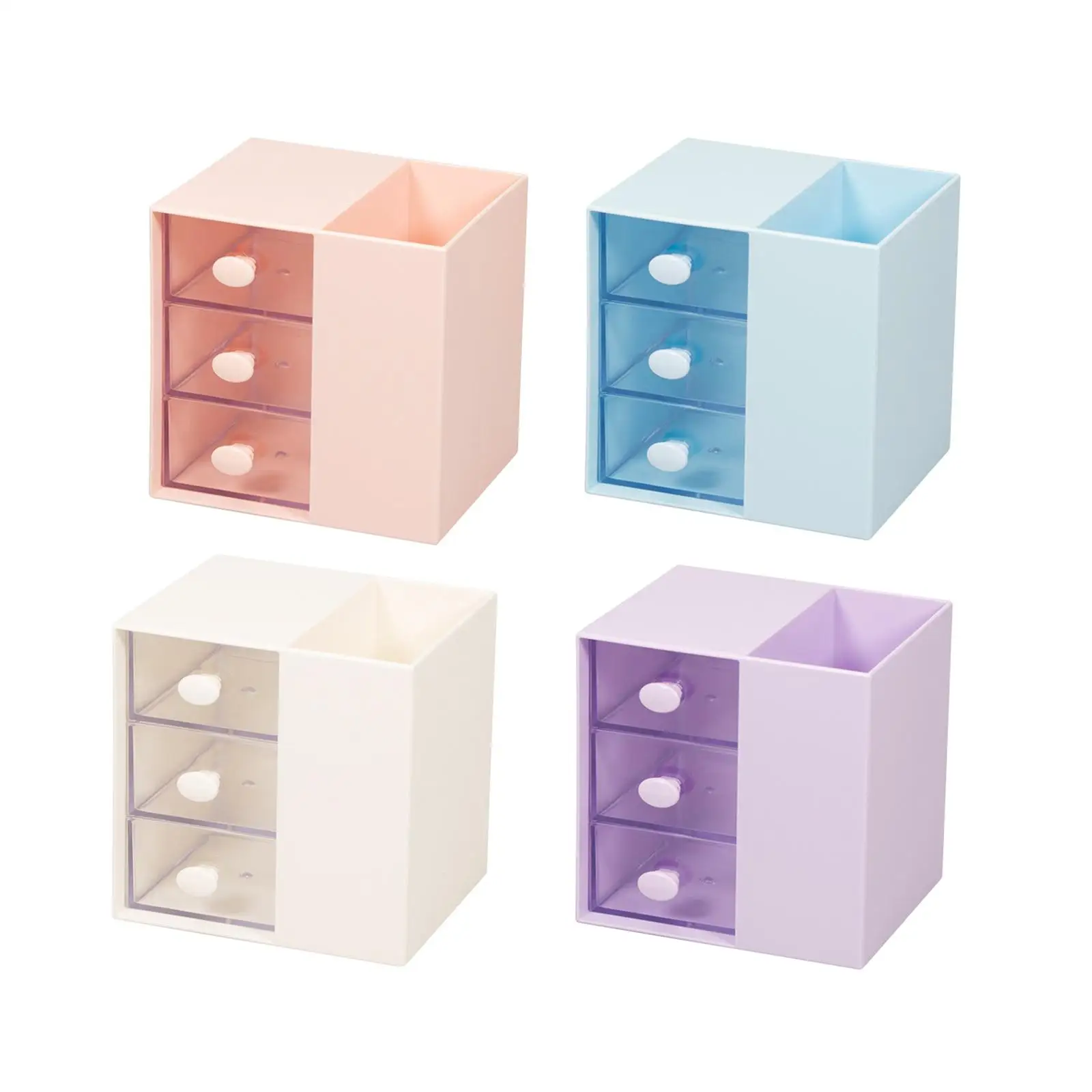 

Vanity Organizer Pencil Storage Box with 4 Compartments for Office Home