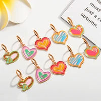 2 pairs colorful enamel heart earrings charm bracelet fashionable womens necklace accessories pendants diy making crafts