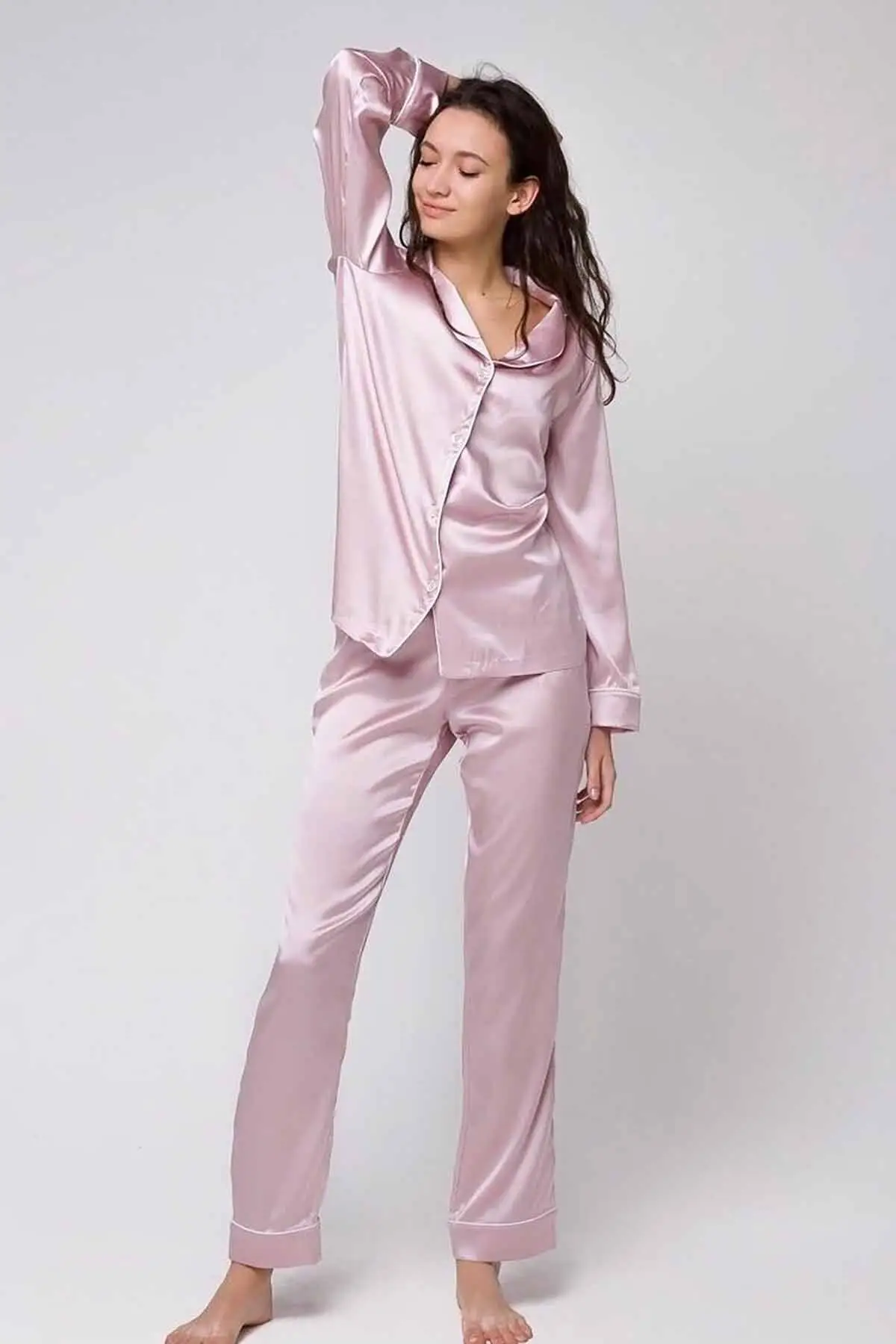 

Satin Pajamas Suit Button