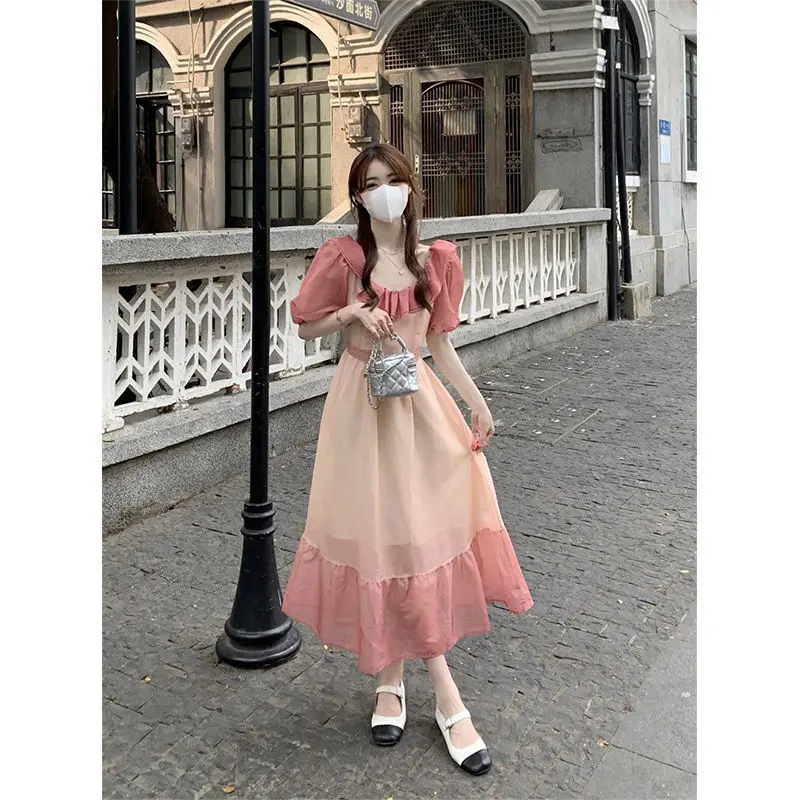 Женское винтажное платье с оборками на воротнике дизайнерское средней длины