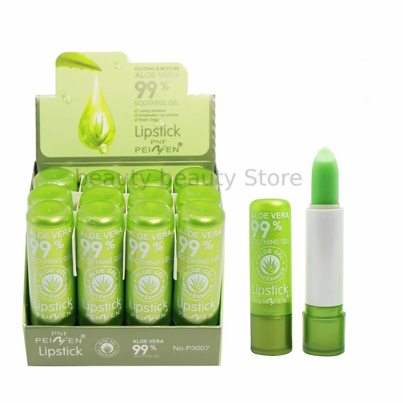 

12pcs/set Aloe Vera Lip Balm Color Changing Lipstick Tinted Long Lasting Nutritious Moisturizing Lip Balm Lips Care Wholesale