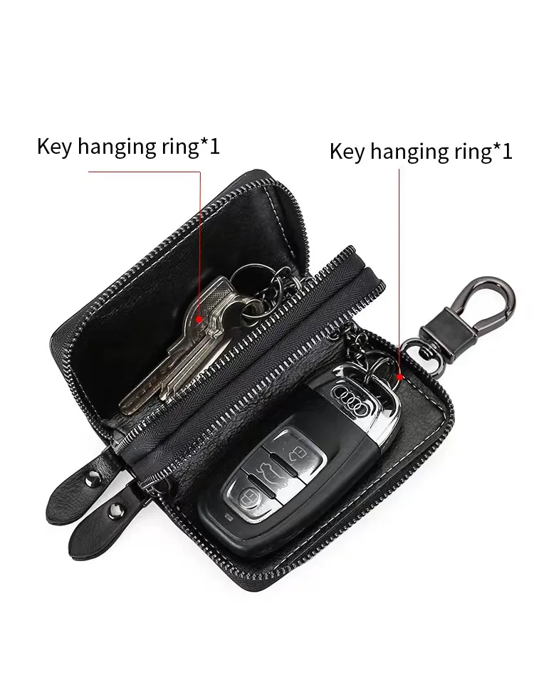 New Style Men's And Women's Fashionable Beautiful Waist Hanging Multi-Functional Leather Zipper Car And Home Key Bag