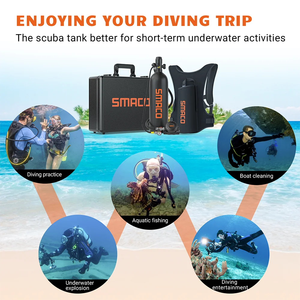 Дешево SMACO Mini Scuba Tank/Оборудование для дайвинга Воздушный баллон Кислородный баллон Подводное дыхательное устройство Бутылка Дайвинг Аксессуары дл...