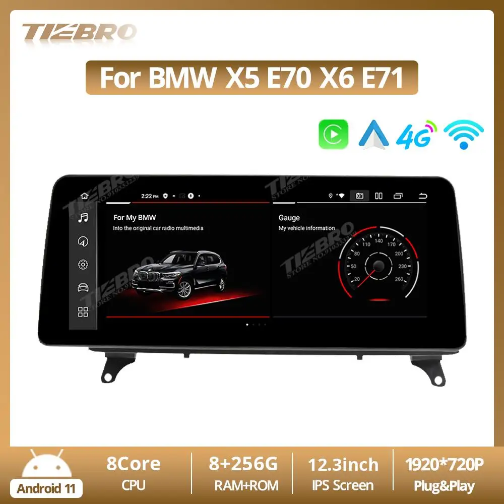 

Автомагнитола TIEBRO для BMW X5 E70 X6 E71 12,3-2007, 2013 Дюймов, Android