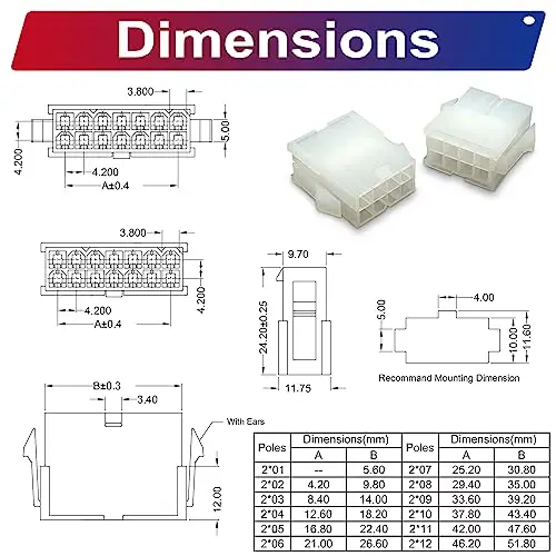 M Mini-Fit Jr 4 2 мм Коннектор с 20AWG предварительно обжимными кабелями совместимый Molex Dual